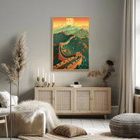 Great Wall under Moon: Cultural or Heritage Poster PosterGoat