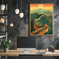 Great Wall under Moon: Cultural or Heritage Poster PosterGoat