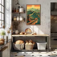 Great Wall under Moon: Cultural or Heritage Poster PosterGoat