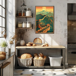 Great Wall under Moon: Cultural or Heritage Poster PosterGoat