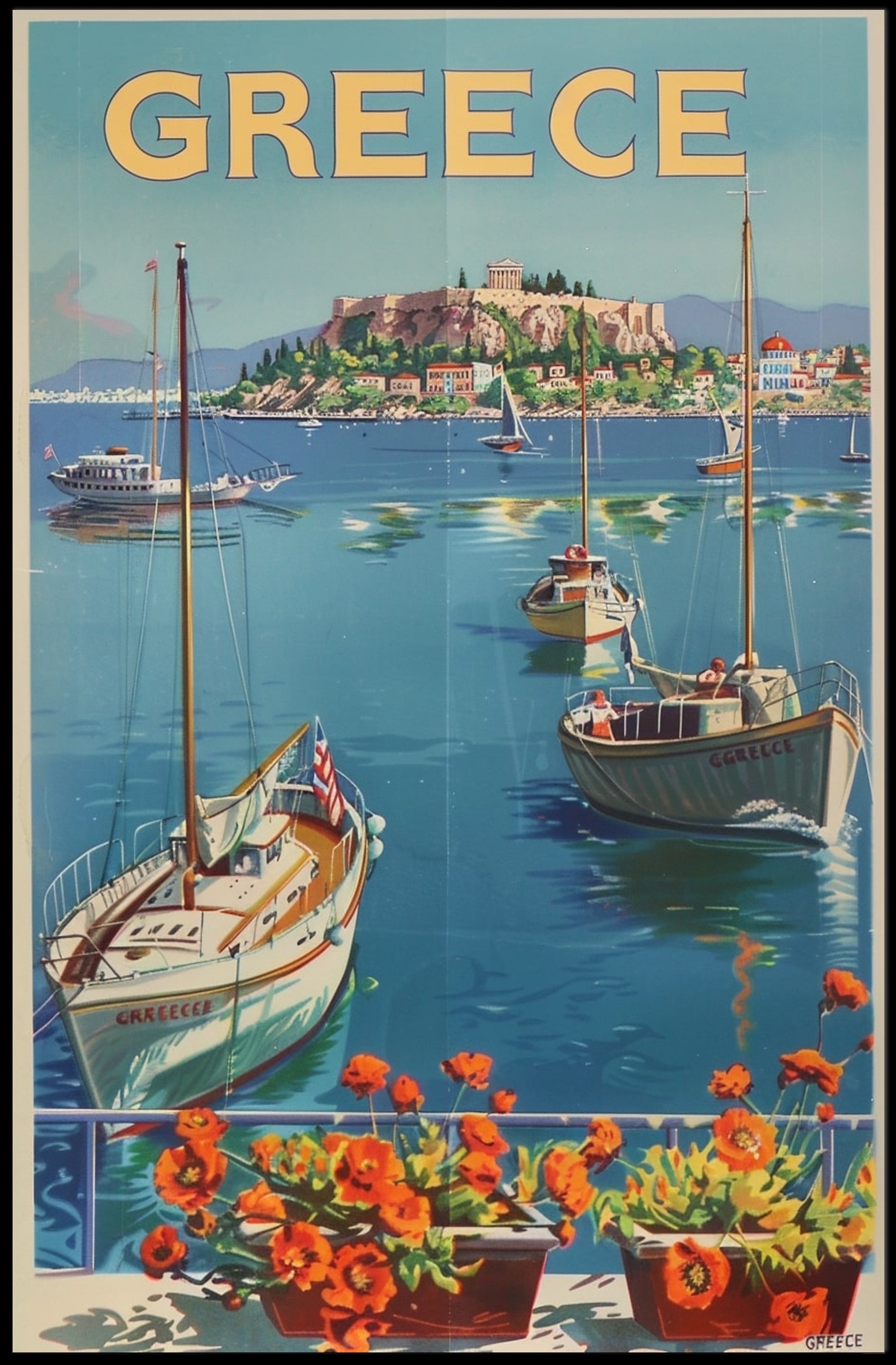 Greece Azure Waters Vintage Travel Poster PosterGoat