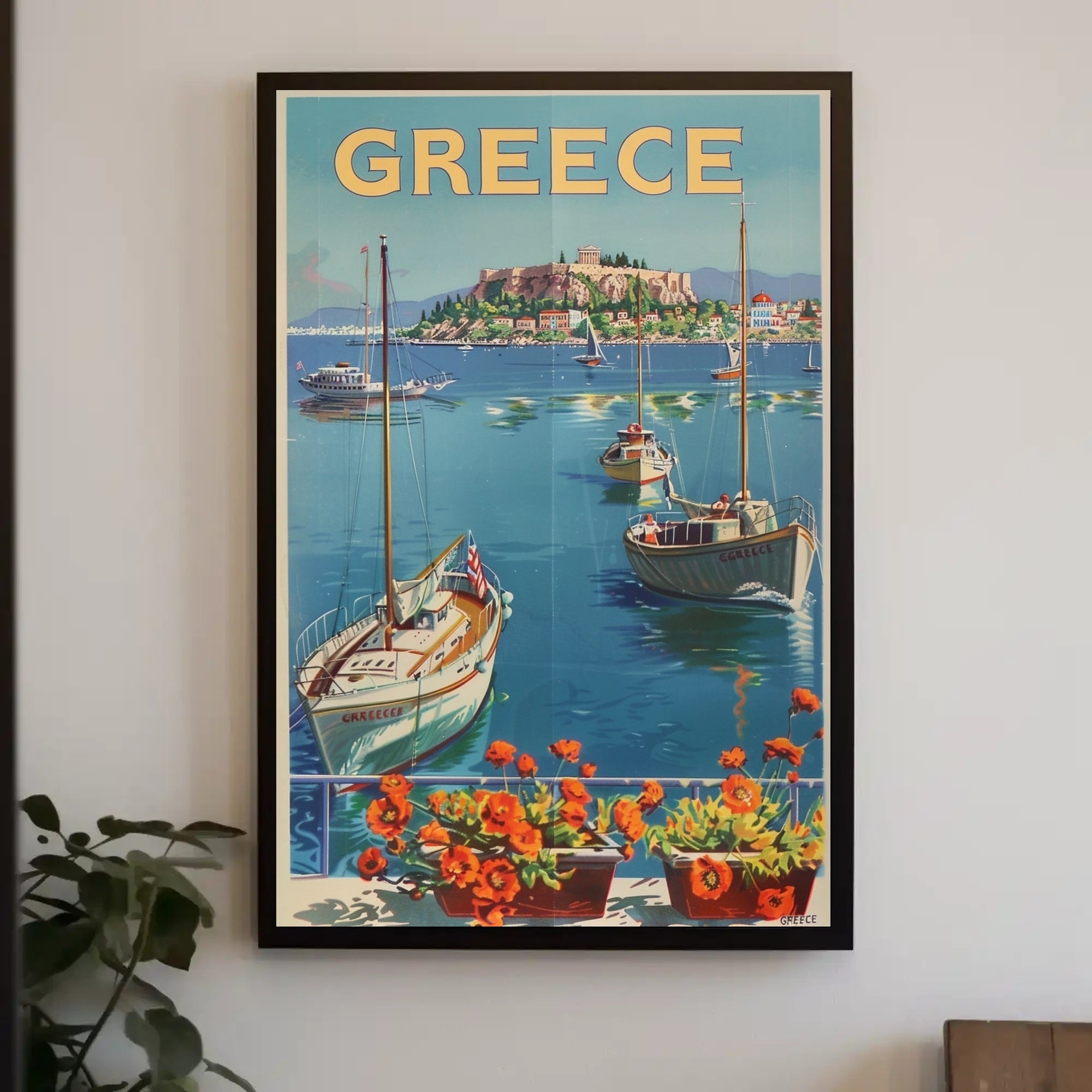 Greece Azure Waters Vintage Travel Poster PosterGoat