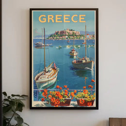 Greece Azure Waters Vintage Travel Poster PosterGoat