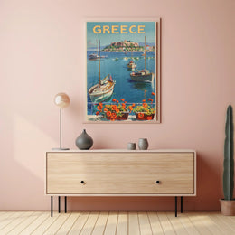 Greece Azure Waters Vintage Travel Poster PosterGoat