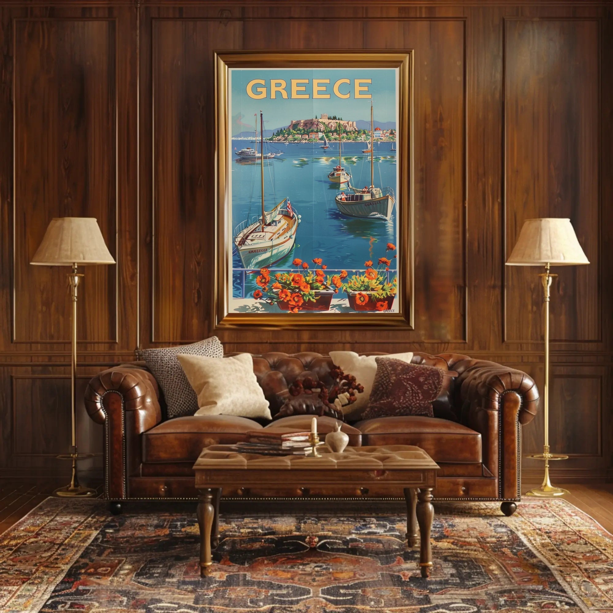 Greece Azure Waters Vintage Travel Poster PosterGoat