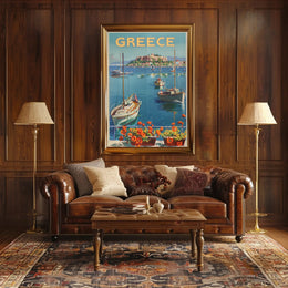 Greece Azure Waters Vintage Travel Poster PosterGoat