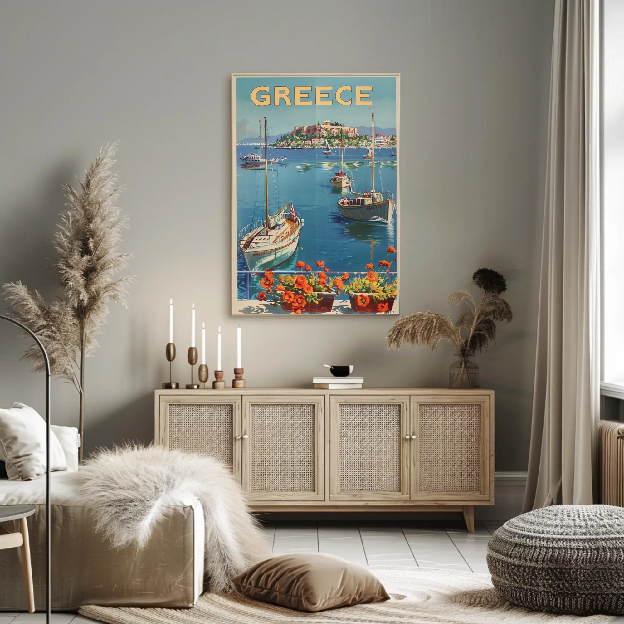 Greece Azure Waters Vintage Travel Poster PosterGoat