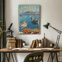 Greece Azure Waters Vintage Travel Poster PosterGoat
