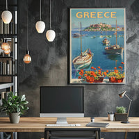 Greece Azure Waters Vintage Travel Poster PosterGoat