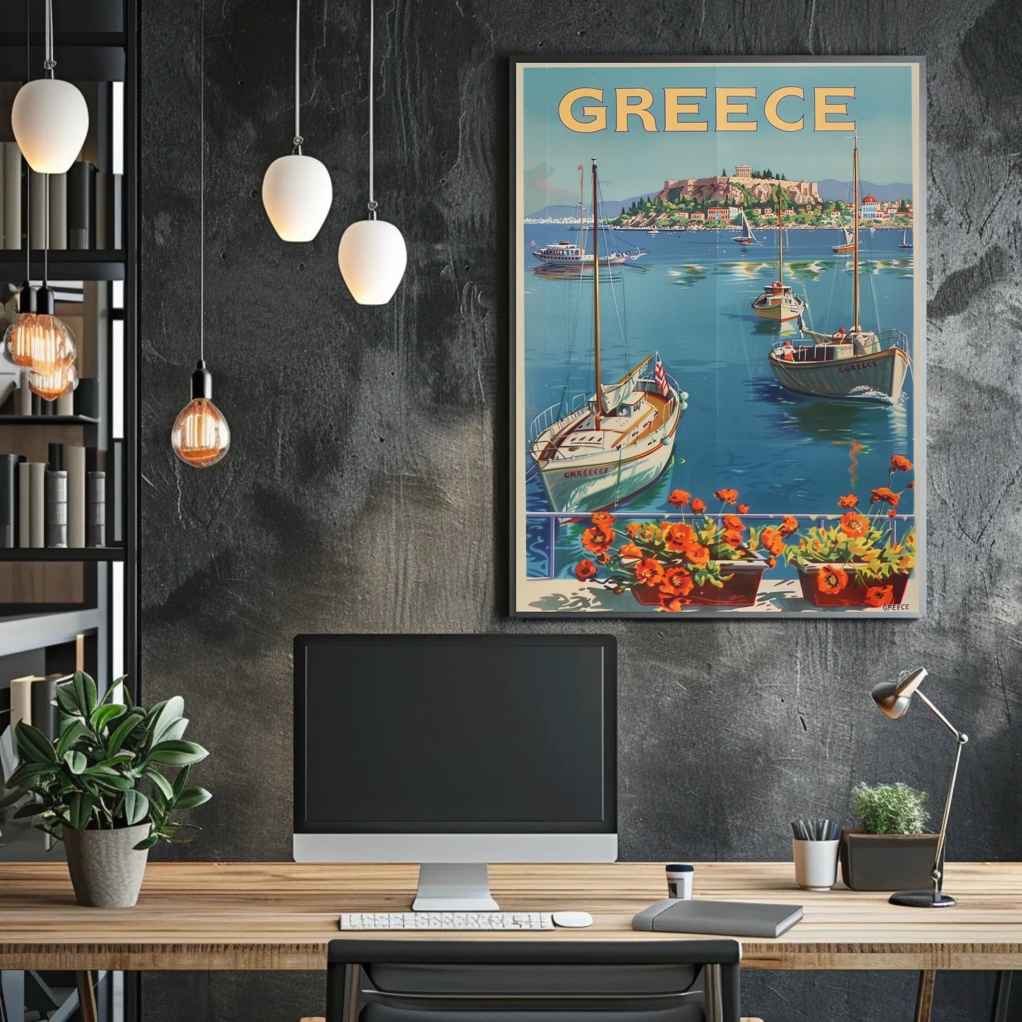 Greece Azure Waters Vintage Travel Poster PosterGoat