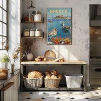 Greece Azure Waters Vintage Travel Poster PosterGoat