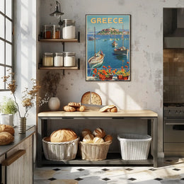 Greece Azure Waters Vintage Travel Poster PosterGoat