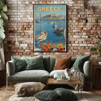 Greece Azure Waters Vintage Travel Poster PosterGoat