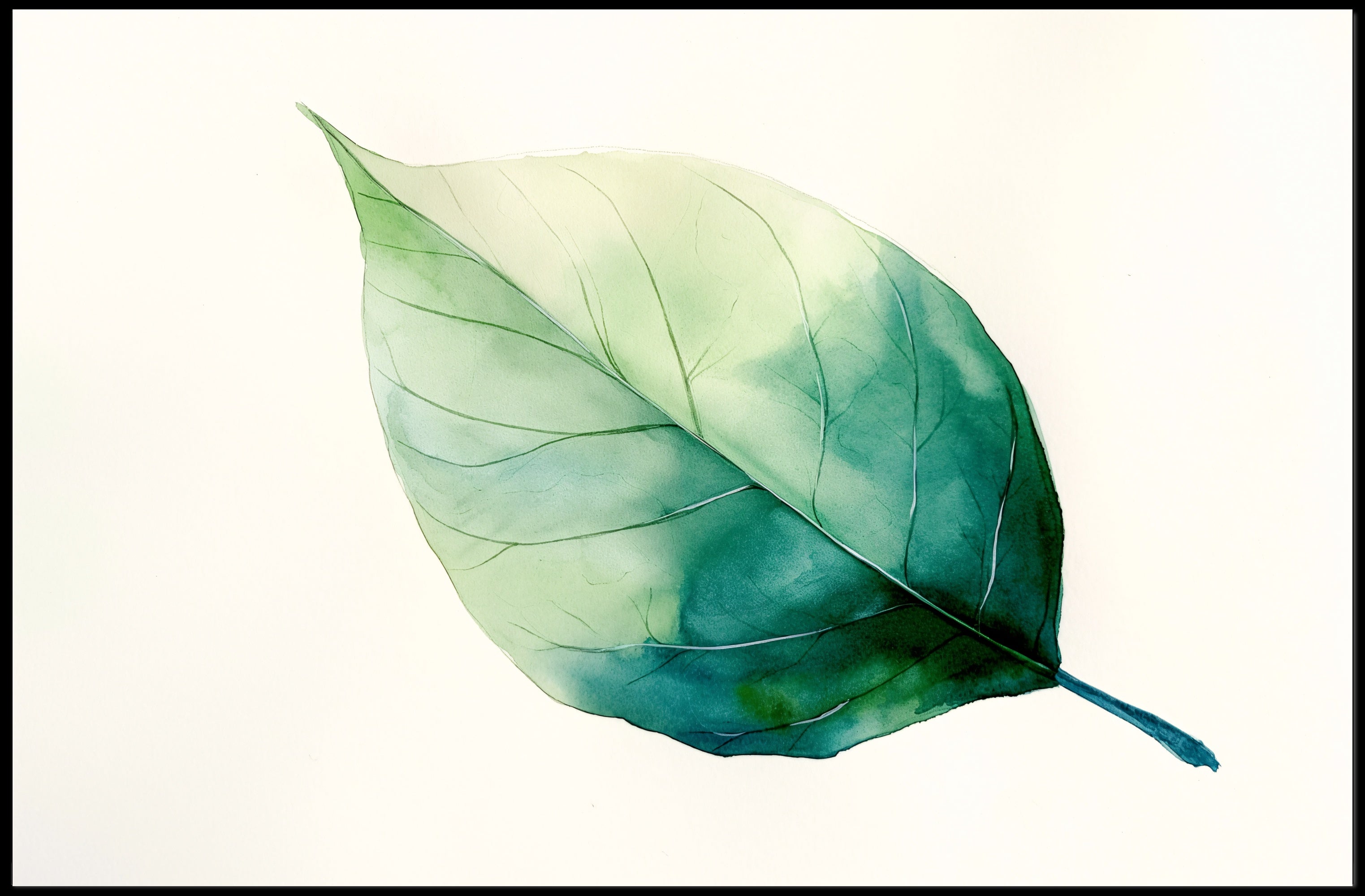 Green Leaf Watercolor Art Print - Abstract or Artistic Poster PosterGoat