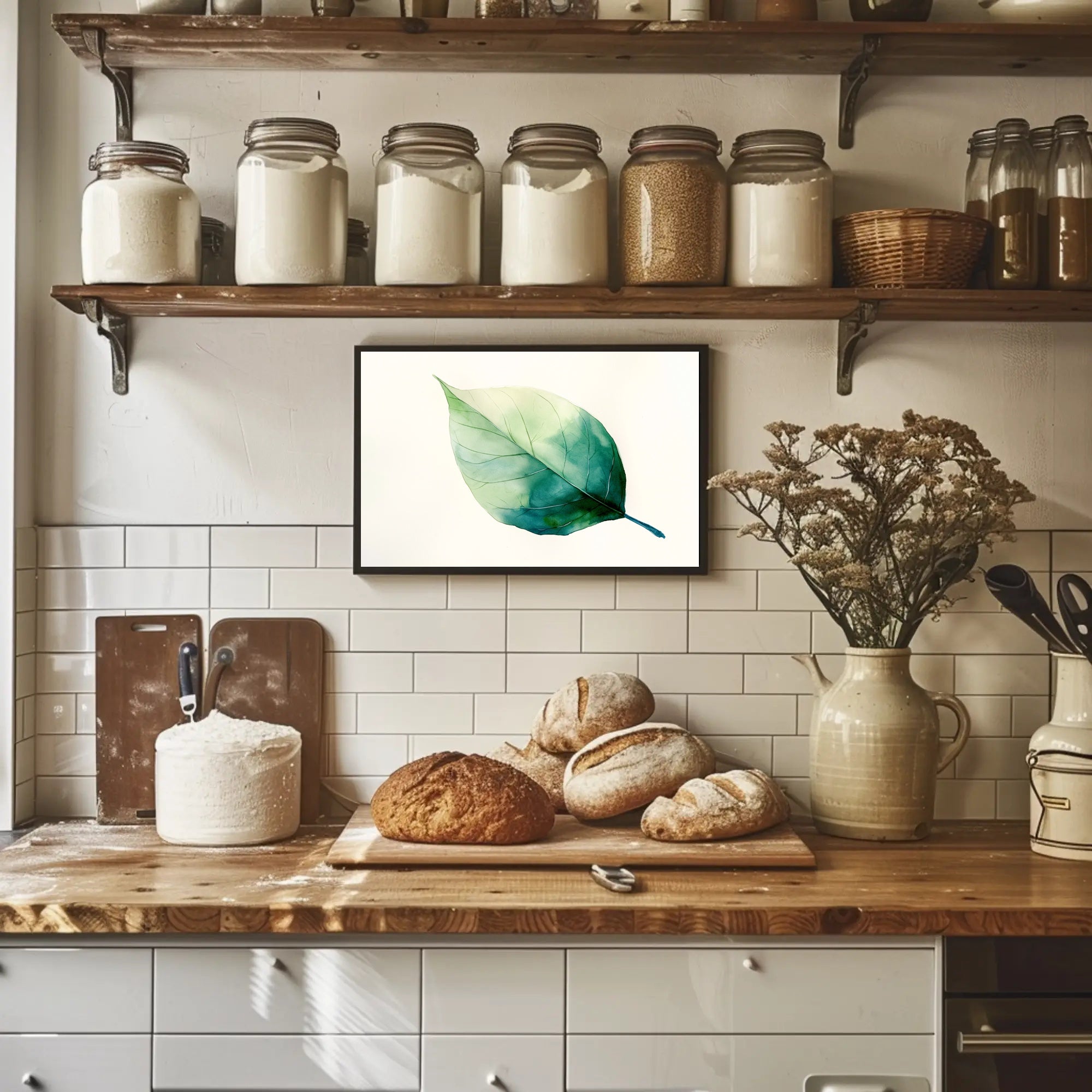 Green Leaf Watercolor Art Print - Abstract or Artistic Poster PosterGoat