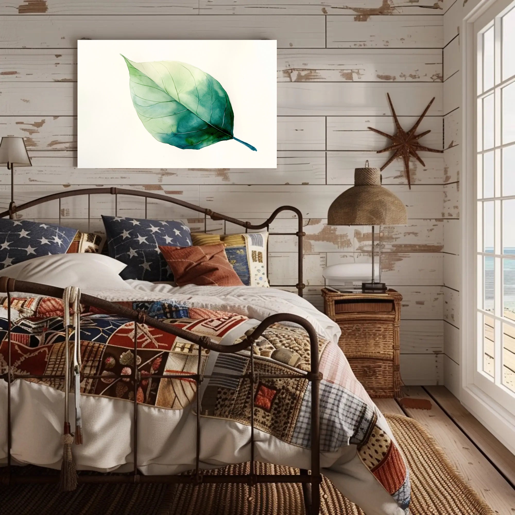 Green Leaf Watercolor Art Print - Abstract or Artistic Poster PosterGoat