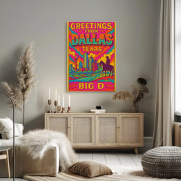 Greetings from Dallas Retro Travel Poster PosterGoat