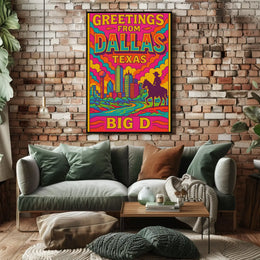 Greetings from Dallas Retro Travel Poster PosterGoat