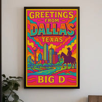 Greetings from Dallas Retro Travel Poster PosterGoat