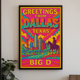 Greetings from Dallas Retro Travel Poster PosterGoat
