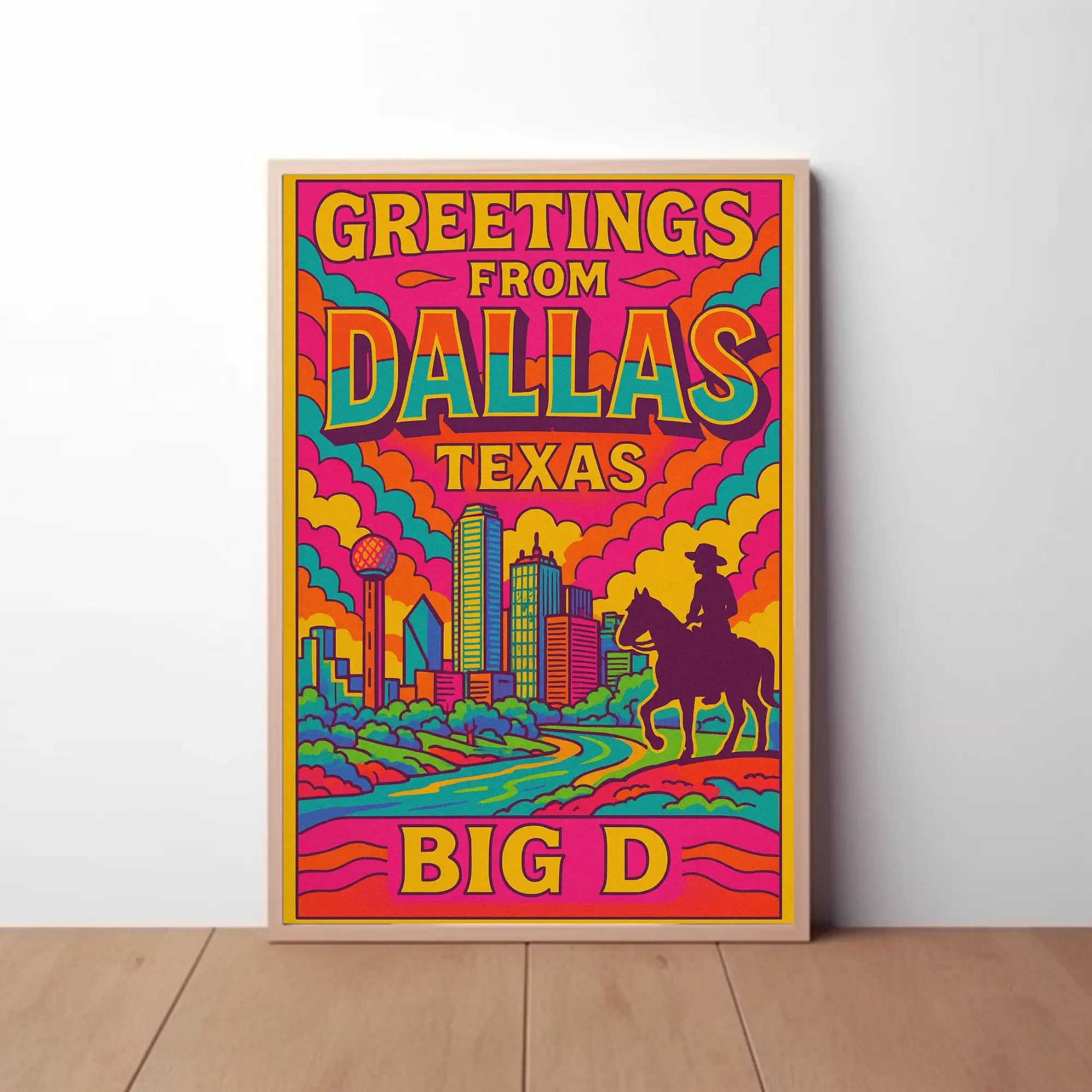 Greetings from Dallas Retro Travel Poster PosterGoat