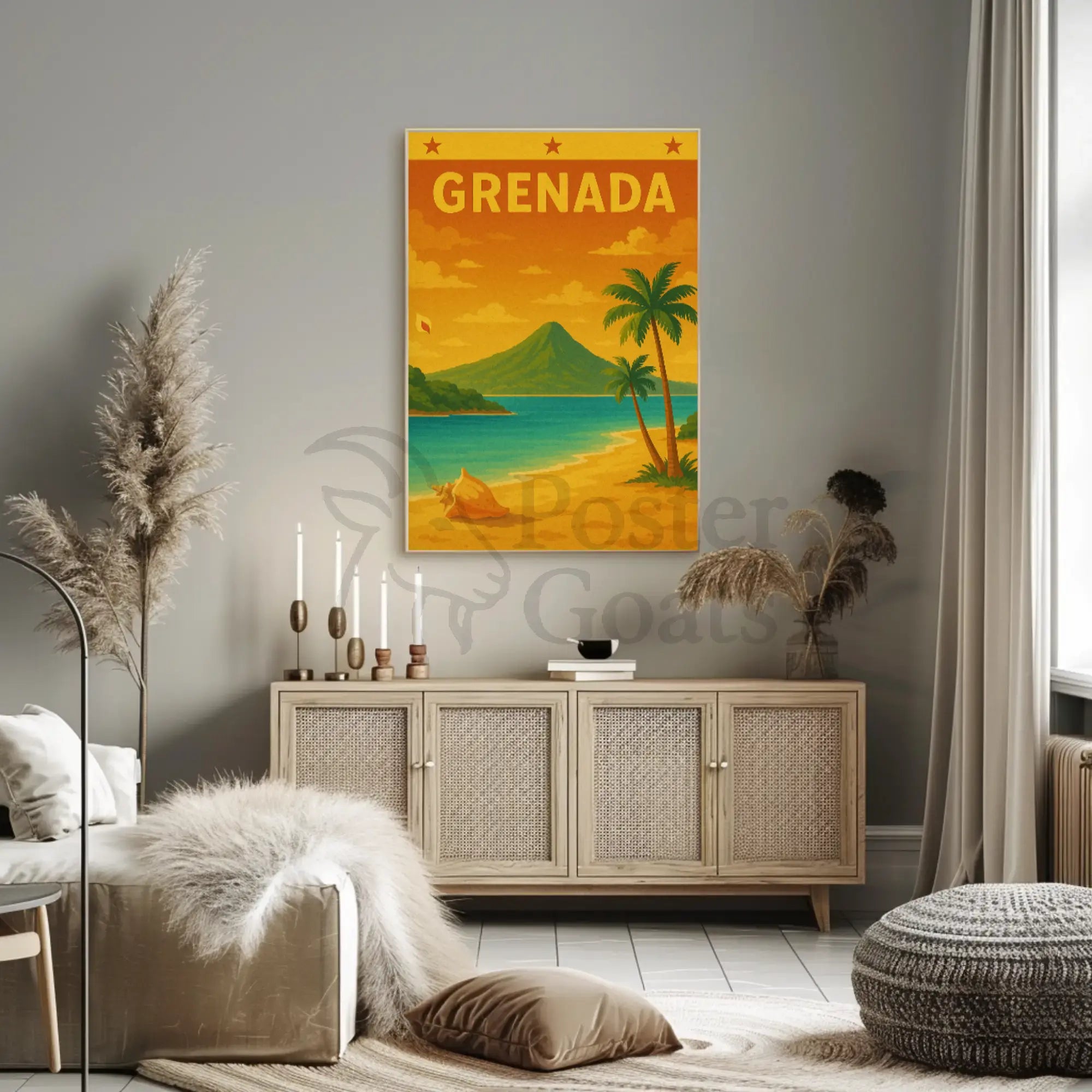 Grenada Tropical Beach Vintage Travel Destination Poster PosterGoat