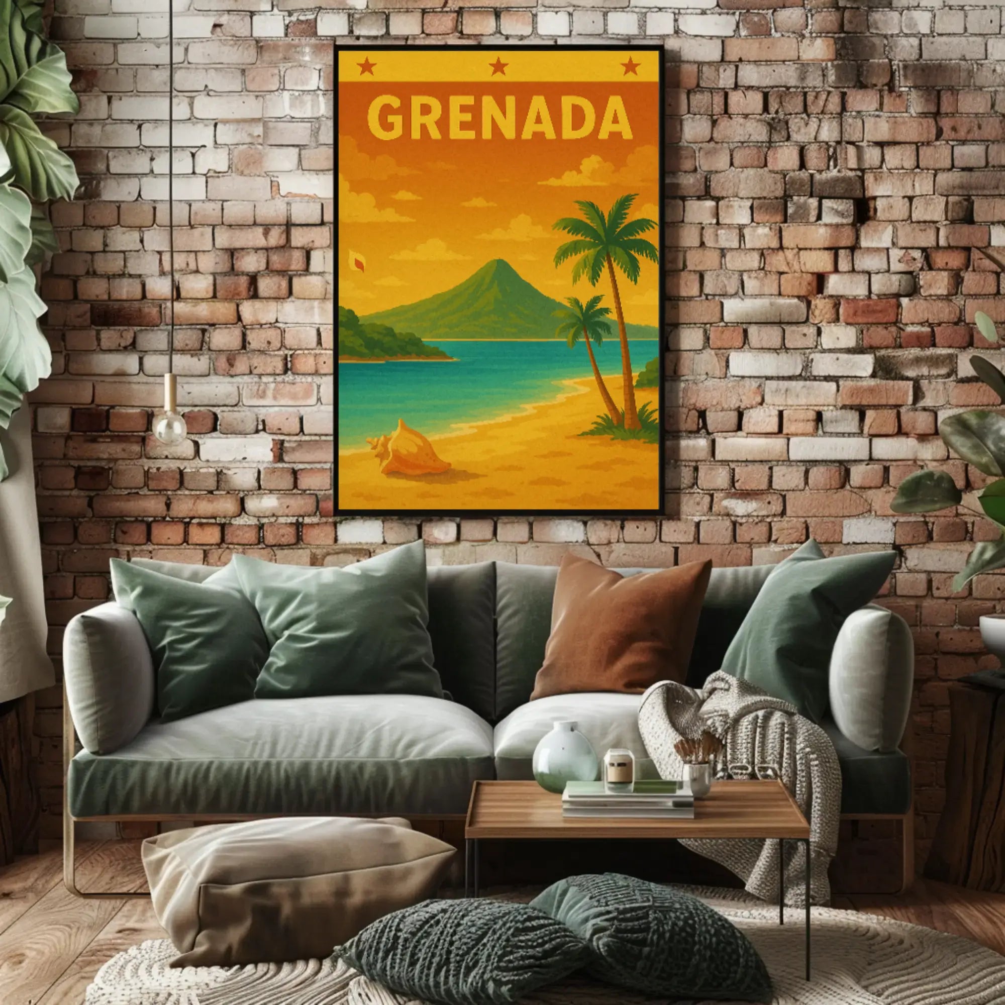 Grenada Tropical Beach Vintage Travel Destination Poster PosterGoat