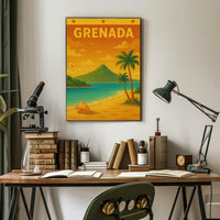Grenada Tropical Beach Vintage Travel Destination Poster PosterGoat