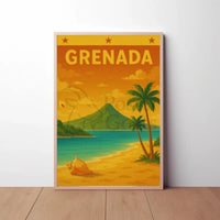 Grenada Tropical Beach Vintage Travel Destination Poster PosterGoat