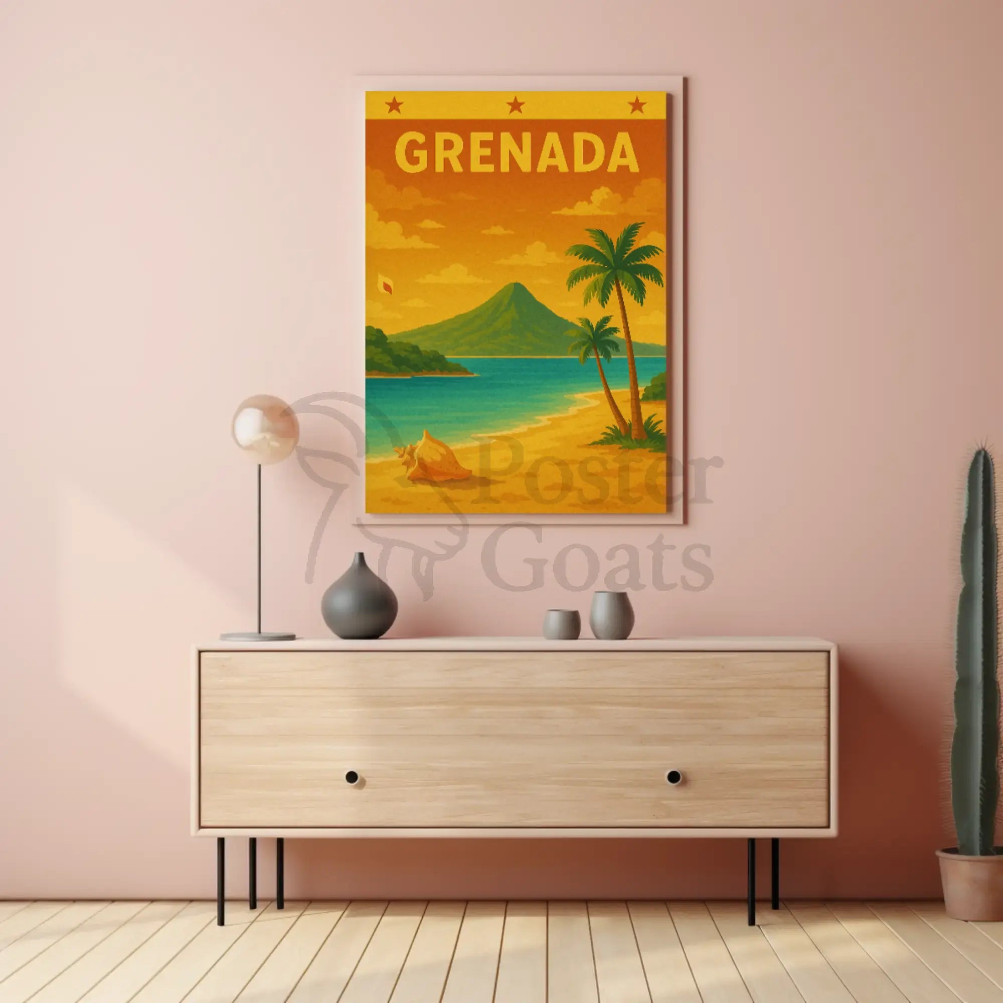 Grenada Tropical Beach Vintage Travel Destination Poster PosterGoat
