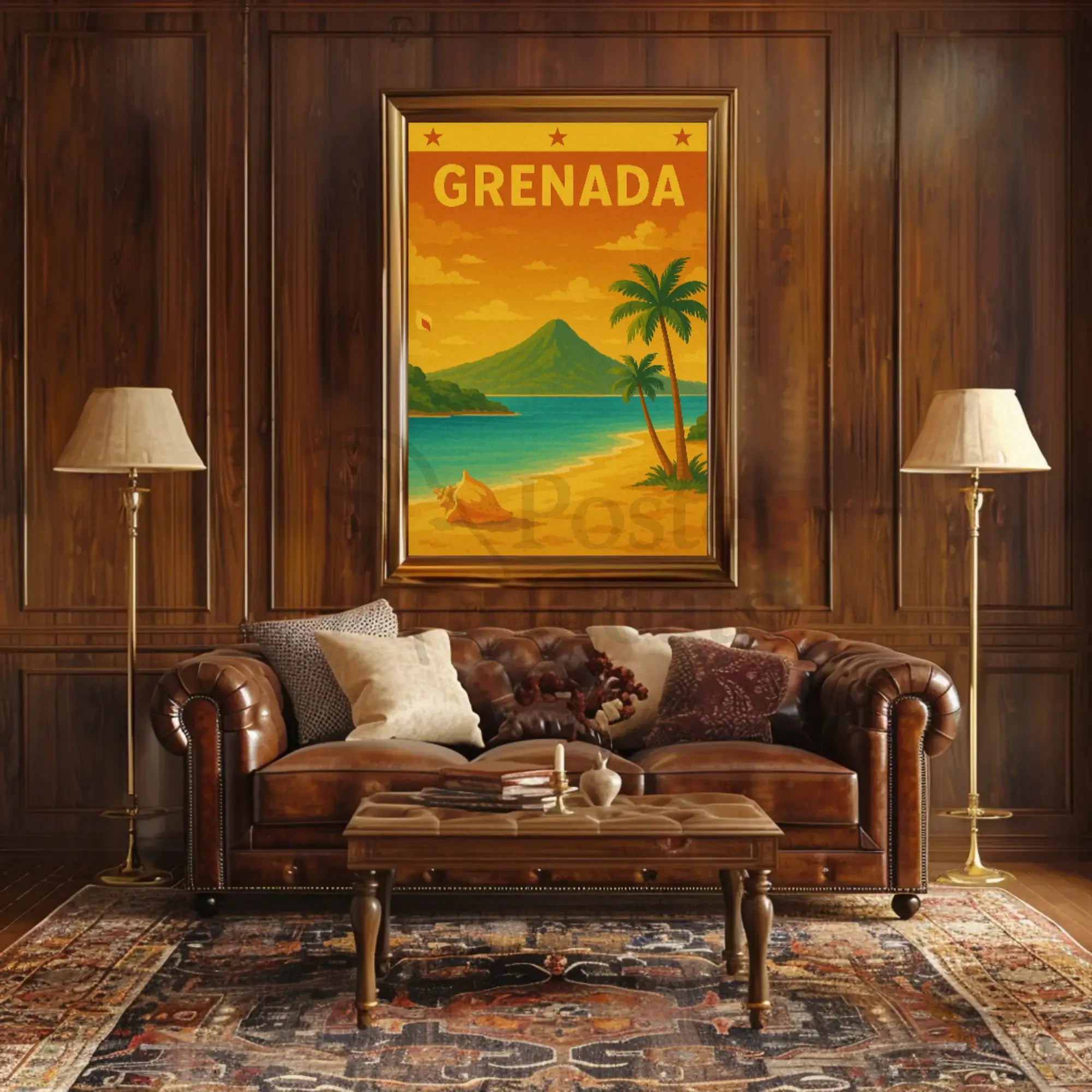 Grenada Tropical Beach Vintage Travel Destination Poster PosterGoat