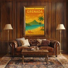 Grenada Tropical Beach Vintage Travel Destination Poster PosterGoat