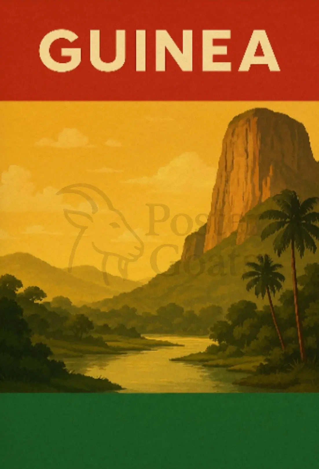 Guinea Vintage Landscape Travel Poster PosterGoat