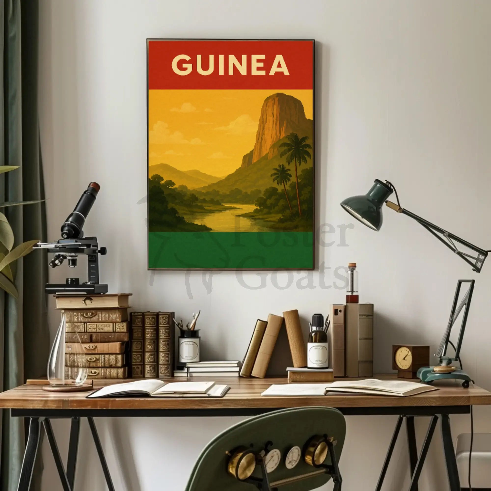 Guinea Vintage Landscape Travel Poster PosterGoat