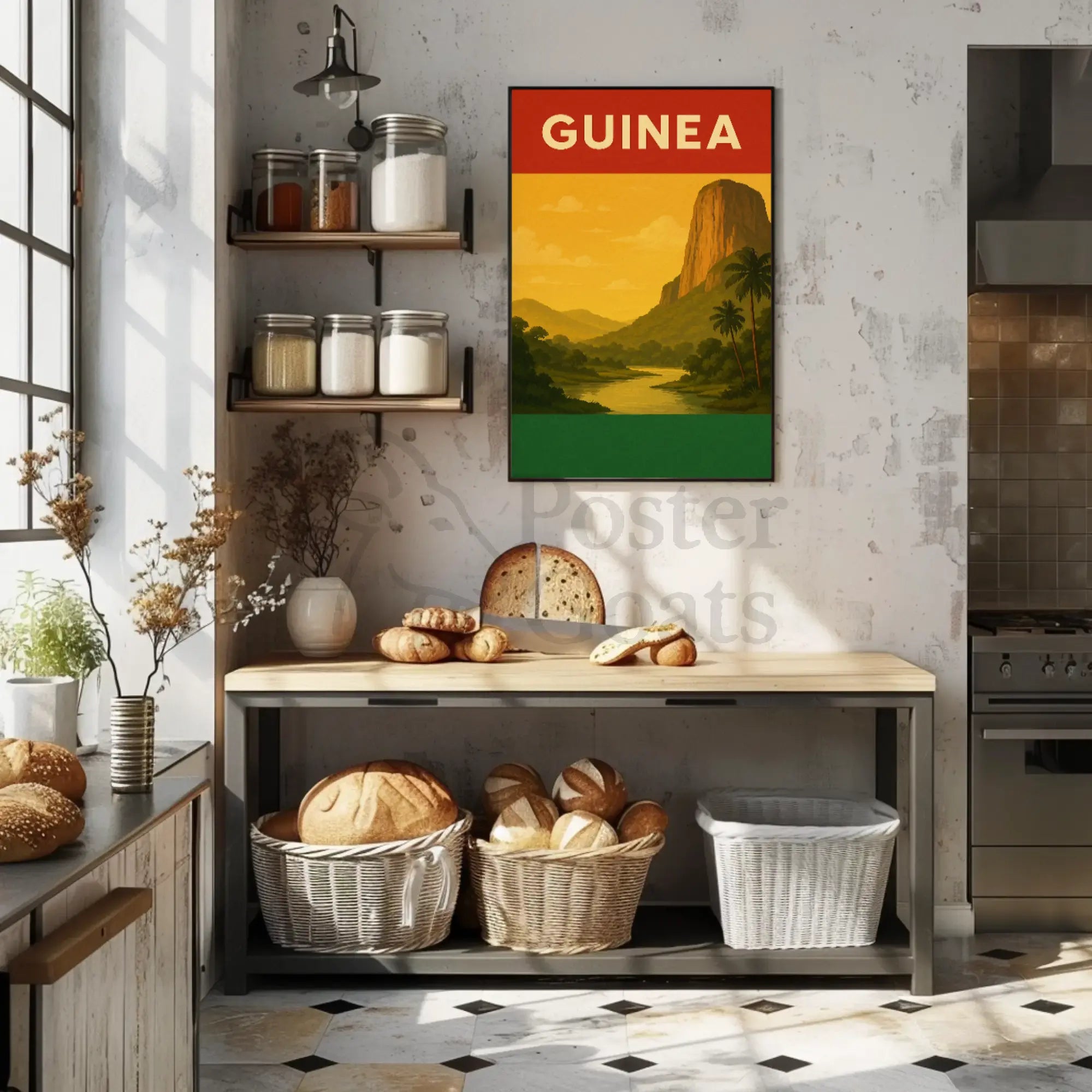 Guinea Vintage Landscape Travel Poster PosterGoat