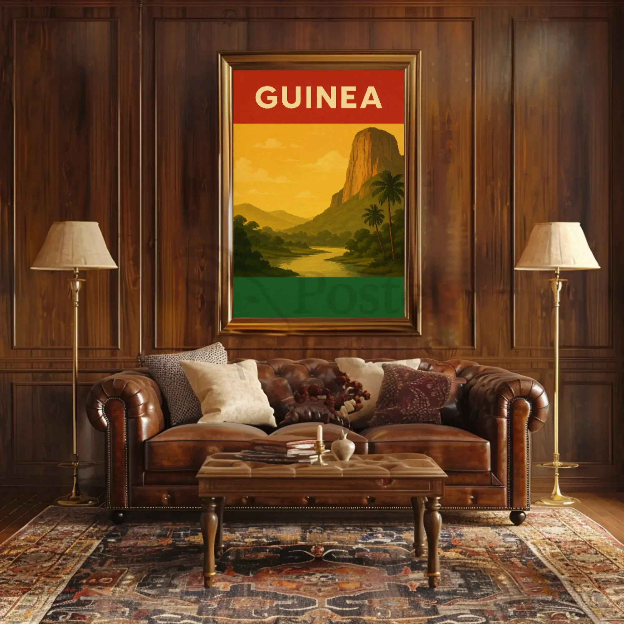 Guinea Vintage Landscape Travel Poster PosterGoat