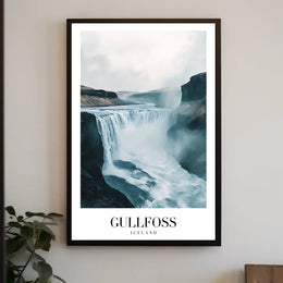 Gullfoss Waterfall Adventure Travel Poster PosterGoat