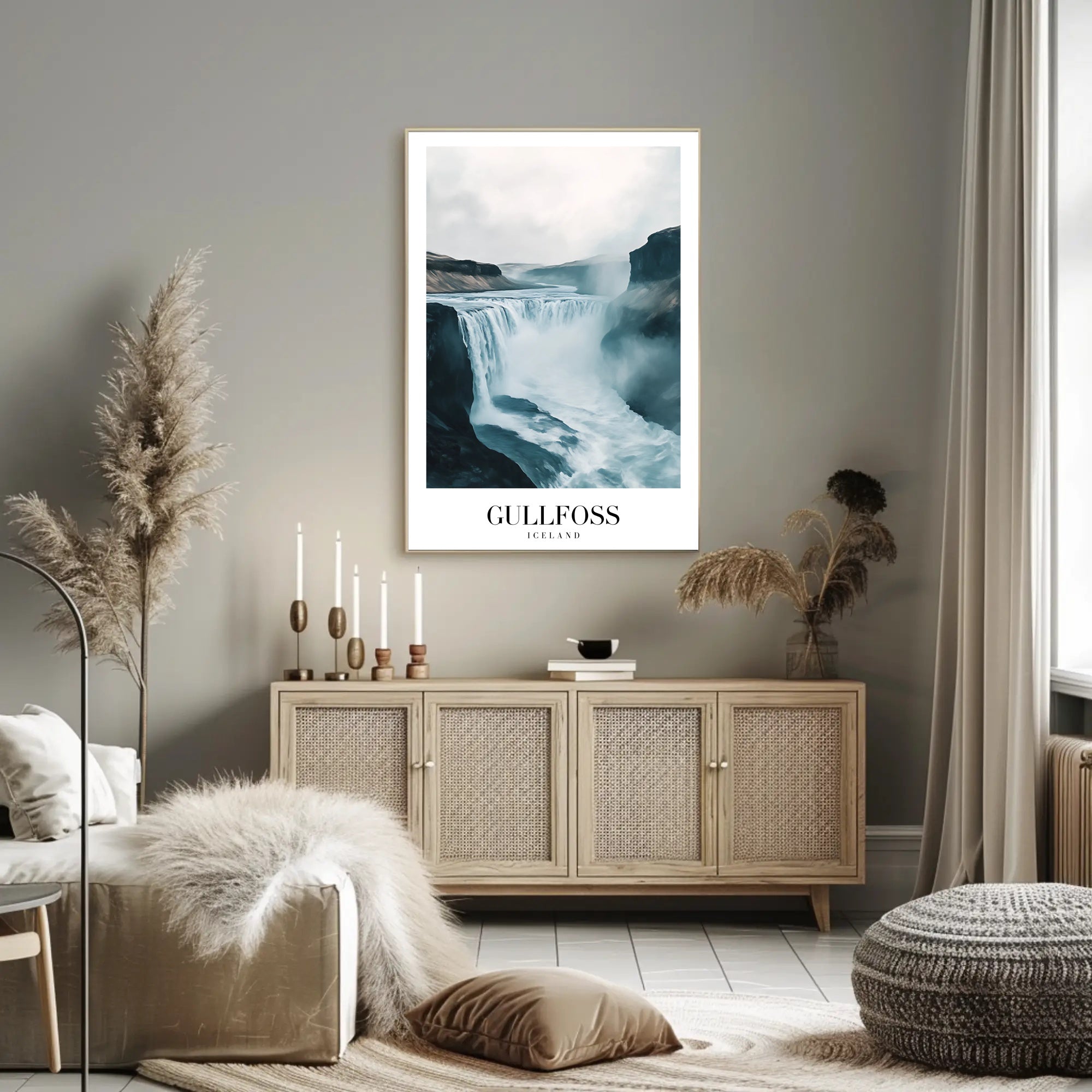 Gullfoss Waterfall Adventure Travel Poster PosterGoat