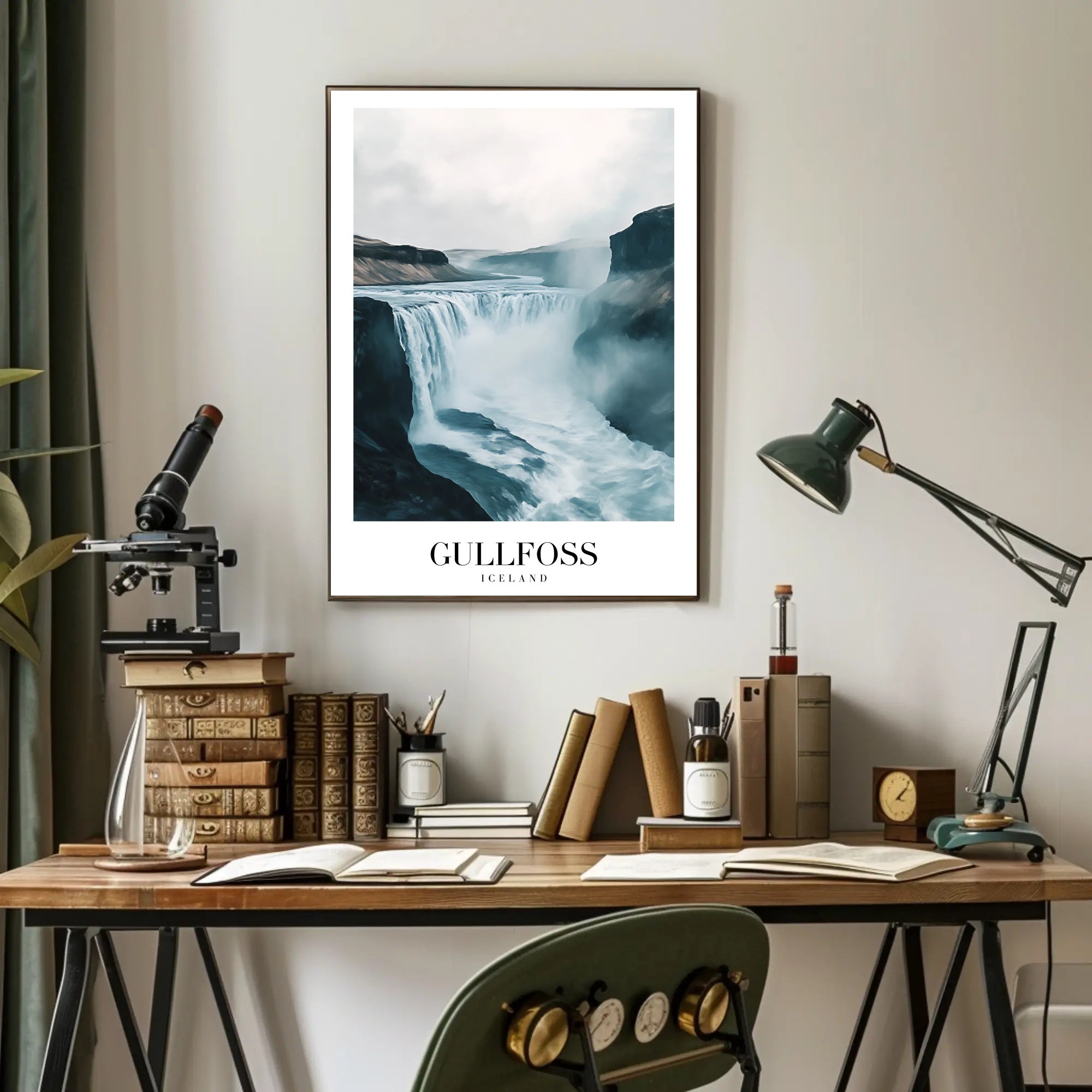 Gullfoss Waterfall Adventure Travel Poster PosterGoat