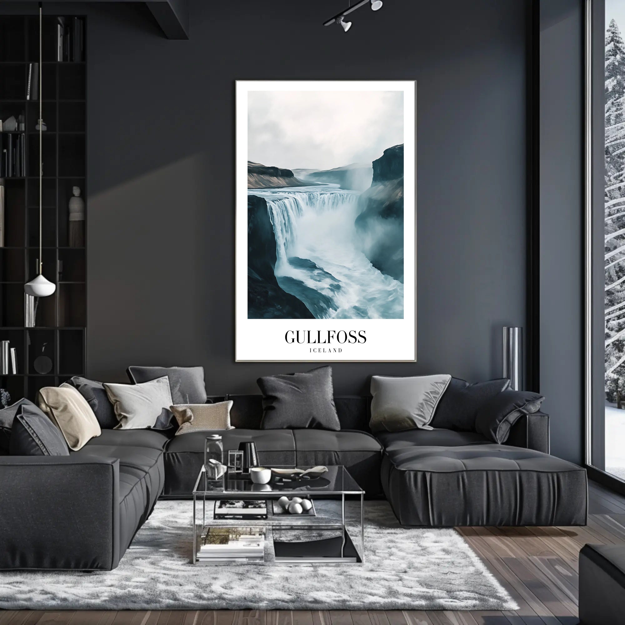 Gullfoss Waterfall Adventure Travel Poster PosterGoat