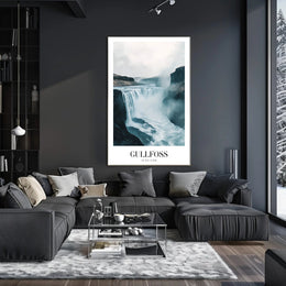 Gullfoss Waterfall Adventure Travel Poster PosterGoat