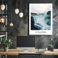 Gullfoss Waterfall Adventure Travel Poster PosterGoat