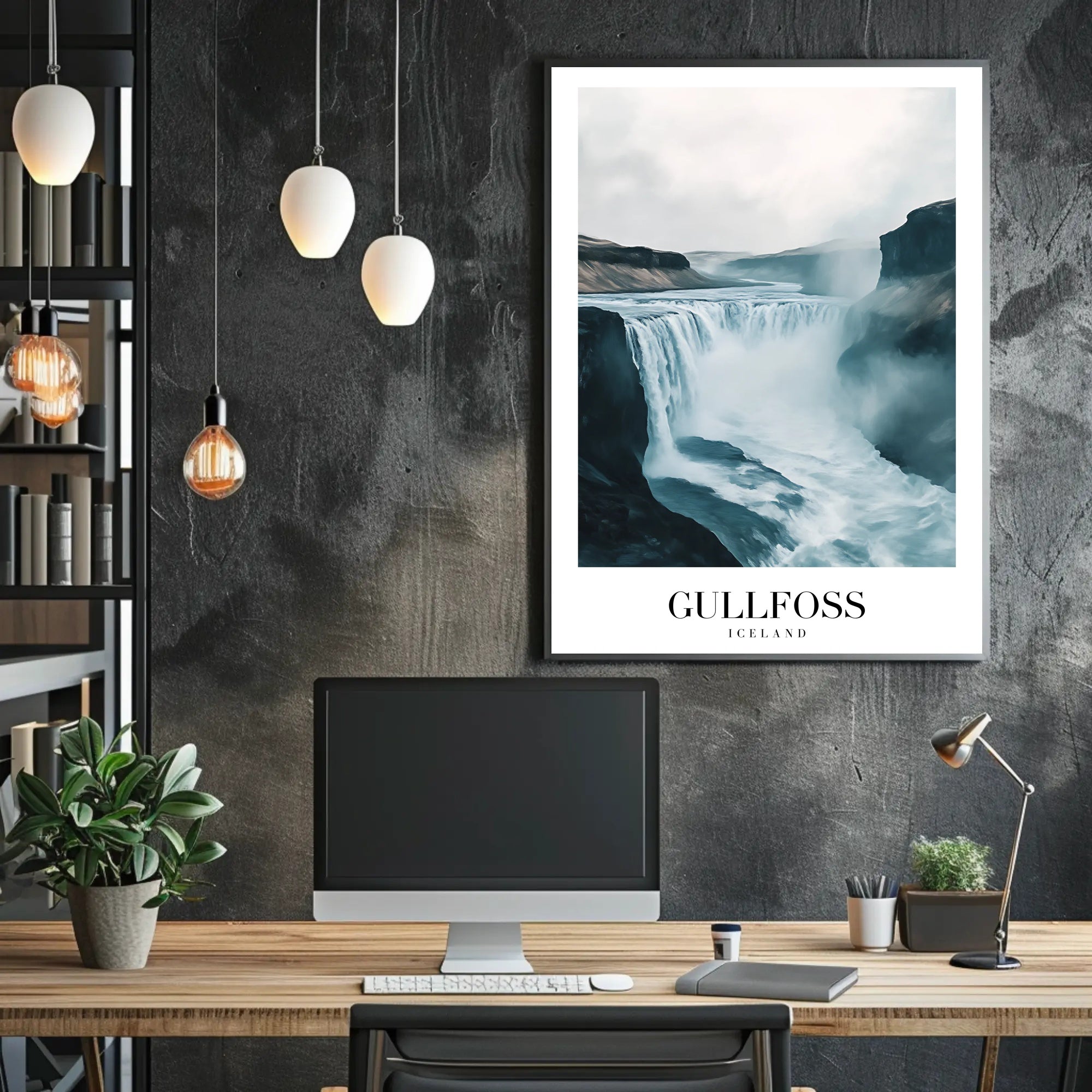Gullfoss Waterfall Adventure Travel Poster PosterGoat