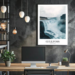Gullfoss Waterfall Adventure Travel Poster PosterGoat