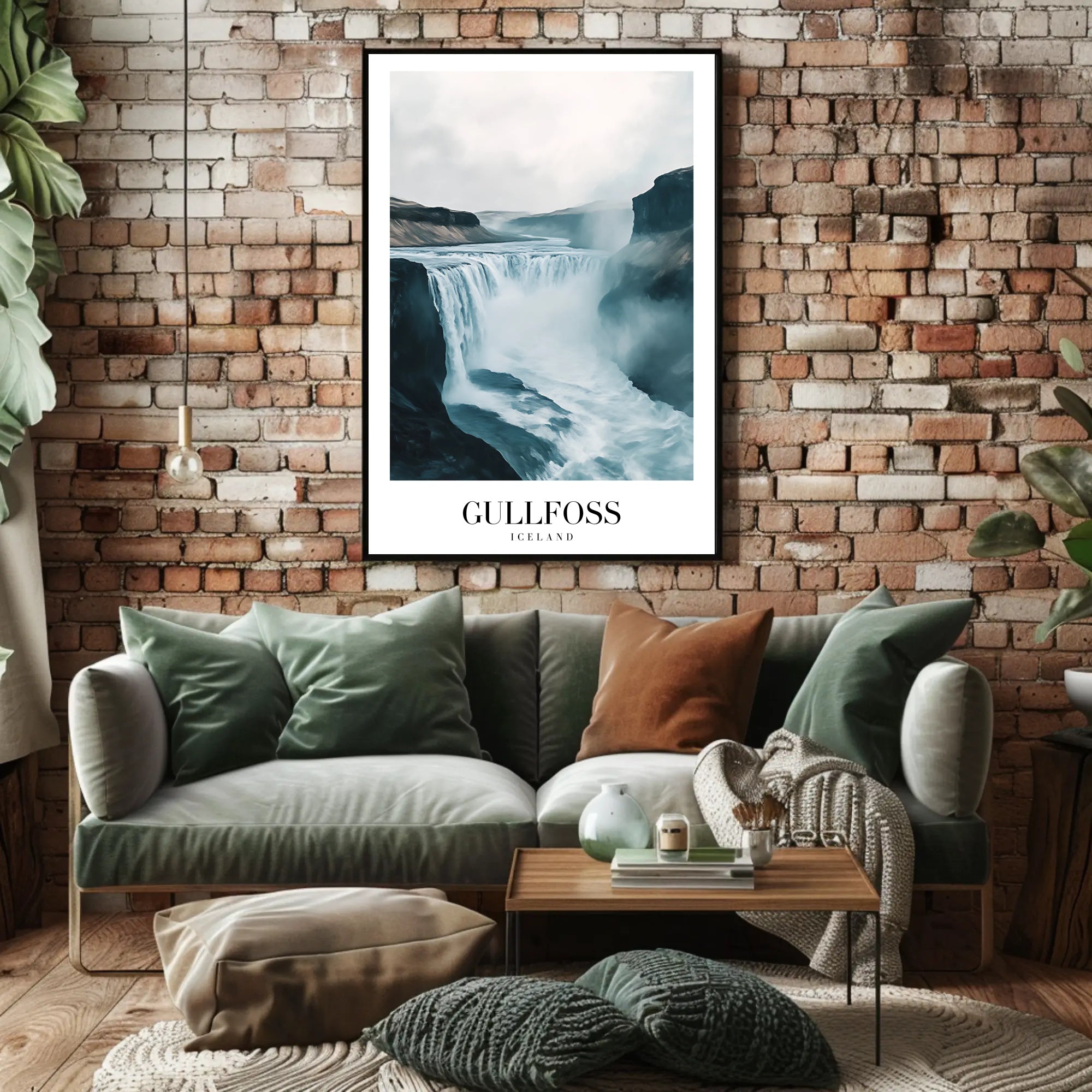 Gullfoss Waterfall Adventure Travel Poster PosterGoat