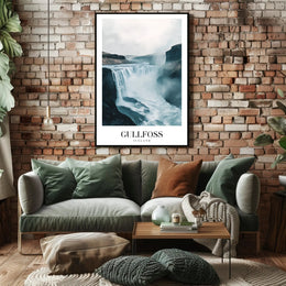 Gullfoss Waterfall Adventure Travel Poster PosterGoat