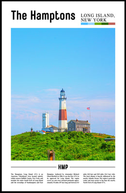 Hamptons Coastal Lighthouse Landscape Travel Poster PosterGoat