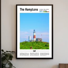Hamptons Coastal Lighthouse Landscape Travel Poster PosterGoat