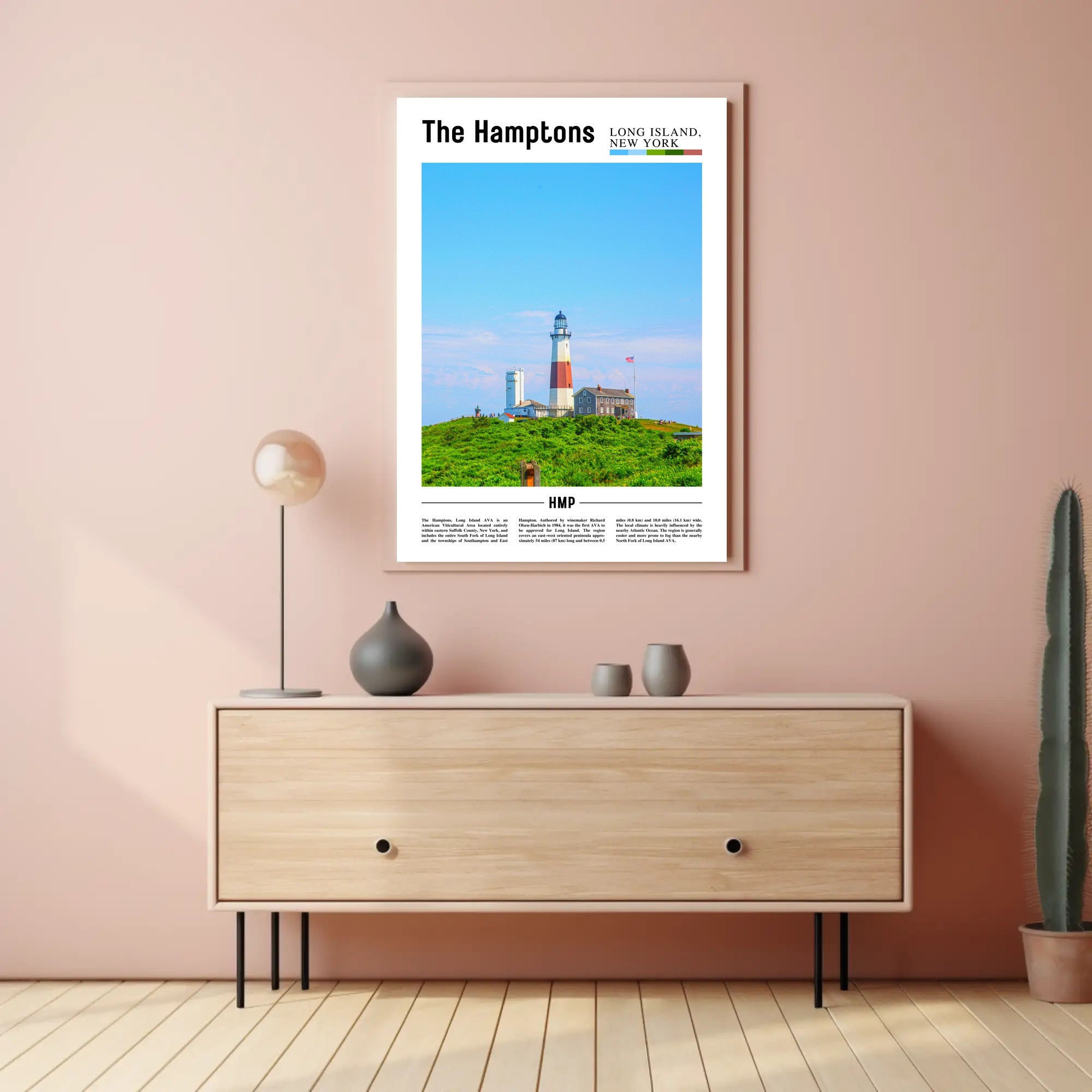 Hamptons Coastal Lighthouse Landscape Travel Poster PosterGoat