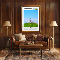 Hamptons Coastal Lighthouse Landscape Travel Poster PosterGoat